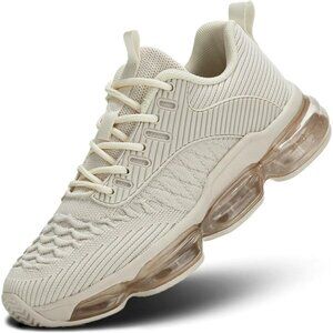 Women's Khaki Air Cushion Running Shoes Fashion Tennis Sneakers For Gym Fitness